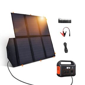 60W Portable Solar Panels, Foldable Solar Panel Charger with QC3.0 USB-A PD3.0 USB-C DC Output, Waterproof for Power Station Phone Tablet Camping RV Battery Packs (Without Generator)