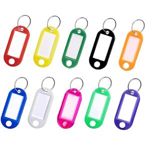 10Pcs Random Color Key Tags,Key Tags with Labels Key Fobs Plastic Key Tags Key Labels with Split Rings for Luggage Pet Name Memory Stick Tags,Labels, Indexes and Stamps