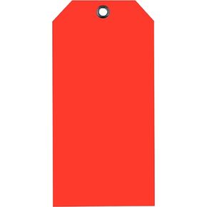 CleverDelights Red Plastic Tags - 4.75" x 2.375" - 50 Pack - Waterproof and Tear-Resistant