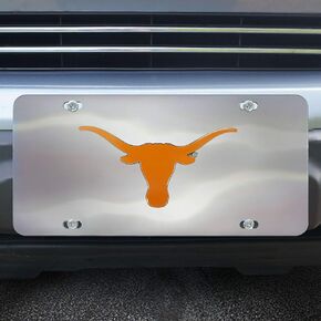 FANMATS 26928 Texas Longhorns Stainless Steel Front License Plate with Large 3D Molded Team Metal Emblem