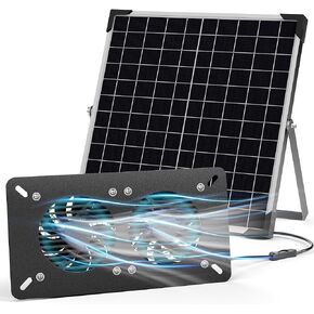 Upgraded Solar Powered Exhaust Fan, 20W Pro Solar Panel + Two High-Speed Solar Exhaust Fan for Greenhouse Chicken Coop Shed Pet House Outside (20W Pro) in Kuwait