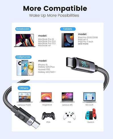 ORICO USB-C to Lightning Cable, 29W PD Syncing Cord LED Display Fast Charging, High Speed Data Transfer Cord Compatible with iPhone 13 12 11 Pro Max XS XR X 8 7 Plus AirPods Pro and More in Saudi Arabia