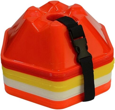 مخاريط كرة القدم جي إس آي هيكسا - 40 عبوة | مخروط وعائق ثنائي الغرض | ضع الأعمدة في 6 جوانب وأعلى | يأتي مع حزام الكتف in Kuwait