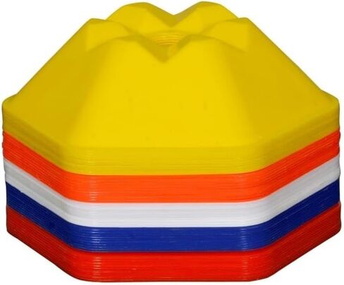 مخاريط كرة القدم جي إس آي هيكسا - 40 عبوة | مخروط وعائق ثنائي الغرض | ضع الأعمدة في 6 جوانب وأعلى | يأتي مع حزام الكتف in Kuwait