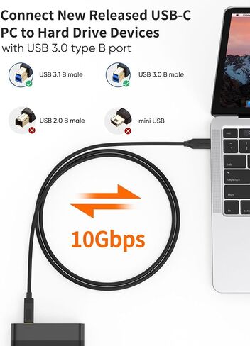 CableCreation USB C to USB B 3.1 Cable 4FT, USB B to USB C, USB Type B to USB C Cable 10Gbps Compatible with Thunderbolt 3 Host MacBook, External Hard Drive Black Myth:Wukong, Docking Station,Scanner in Saudi Arabia