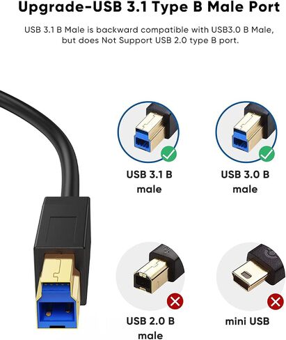 CableCreation USB C to USB B 3.1 Cable 4FT, USB B to USB C, USB Type B to USB C Cable 10Gbps Compatible with Thunderbolt 3 Host MacBook, External Hard Drive Black Myth:Wukong, Docking Station,Scanner in Saudi Arabia
