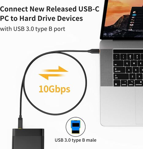 CableCreation USB C to USB B 3.1 Cable 4FT, USB B to USB C, USB Type B to USB C Cable 10Gbps Compatible with Thunderbolt 3 Host MacBook, External Hard Drive Black Myth:Wukong, Docking Station,Scanner in Saudi Arabia
