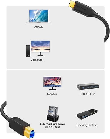 CableCreation USB C to USB B 3.1 Cable 4FT, USB B to USB C, USB Type B to USB C Cable 10Gbps Compatible with Thunderbolt 3 Host MacBook, External Hard Drive Black Myth:Wukong, Docking Station,Scanner in Saudi Arabia