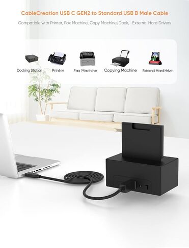 CableCreation USB C to USB B 3.1 Cable 4FT, USB B to USB C, USB Type B to USB C Cable 10Gbps Compatible with Thunderbolt 3 Host MacBook, External Hard Drive Black Myth:Wukong, Docking Station,Scanner in Saudi Arabia