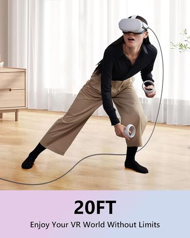 SUNGUY Link Cable 20FT Compatible with Meta/Oculus Quest 3/2/Pico 4 Accessories and PC/Steam VR, 5Gbps High-Speed PC Data Transfer, USB 3.0 Type C Cable for VR Headset, Gaming PC, Quest 3/2/1 in Kuwait