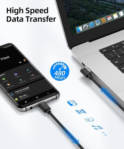 كابل SUNGUY USB C إلى USB C بطول 1 قدم [عبوة من قطعتين]، زاوية قائمة 90 درجة من النوع C إلى C 60 وات PD شحن سريع متوافق مع Samsung Galaxy S21 S20 S10 وMacBook Air/Pro وiPad Pro 2020 وPixel 4/3 XL in Kuwait