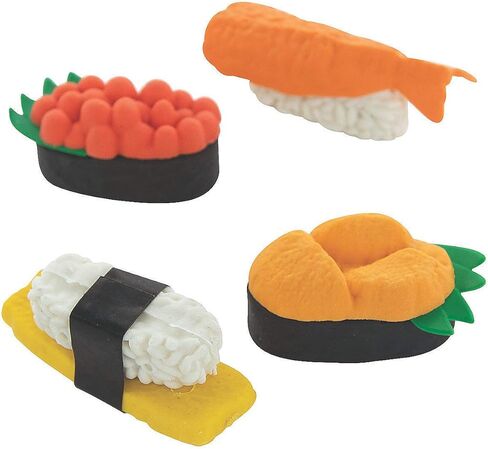 Sushi Shaped Erasers - Stationery - 24 Pieces in Saudi Arabia