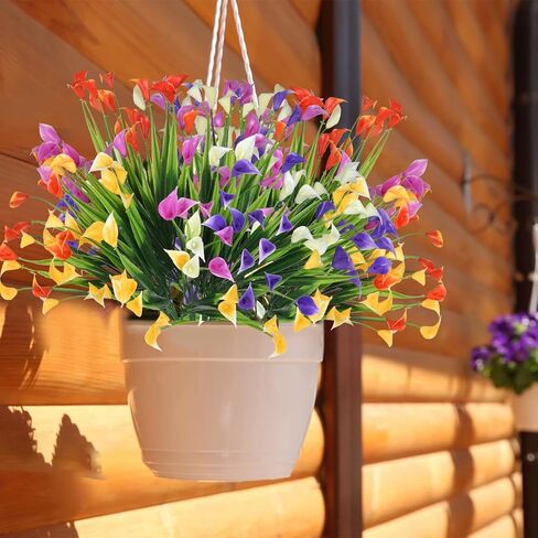 20 حزمة من الزهور الاصطناعية للأماكن الخارجية وزهور زنبق الكالا المزيفة ونباتات بلاستيكية صناعية مقاومة للأشعة فوق البنفسجية وزهور الصيف للحديقة والشرفة والفناء والمكتب ونافذة الطاولة وديكورات المنزل، متعددة الألوان in Kuwait