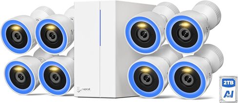 نظام كاميرا أمان 8 ميجابكسل 4K، 8 قنوات PoE NVR مع محرك أقراص ثابتة سعة 2 تيرابايت، 8 قطع كاميرات IP سلكية 8 ميجابكسل PoE Bullet، رؤية ليلية ملونة، اكتشاف الإنسان/المركبة، تسجيل 24/7، محادثة ثنائية الاتجاه (N2818) in Kuwait