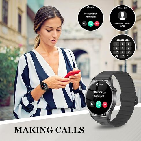 ساعات ذكية للرجال والنساء (الرد/إجراء مكالمة)، شاشة AMOLED مقاس 1.43 بوصة، ساعة ذكية تعمل بنظام Android iOS، مقاومة للماء IP67، أكثر من 120 وضعًا رياضيًا لتتبع اللياقة البدنية، هدايا عيد الحب له/لها، باللون الأسود in Kuwait