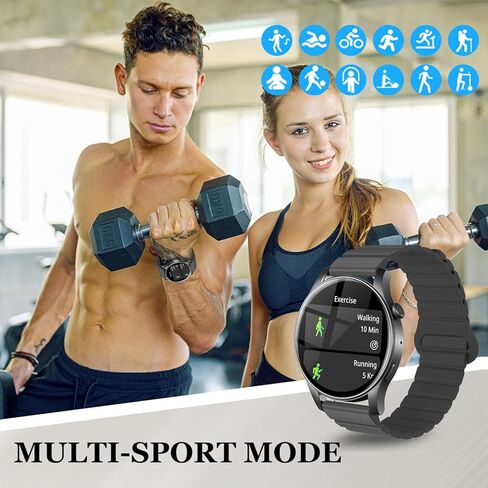 ساعات ذكية للرجال والنساء (الرد/إجراء مكالمة)، شاشة AMOLED مقاس 1.43 بوصة، ساعة ذكية تعمل بنظام Android iOS، مقاومة للماء IP67، أكثر من 120 وضعًا رياضيًا لتتبع اللياقة البدنية، هدايا عيد الحب له/لها، باللون الأسود in Kuwait