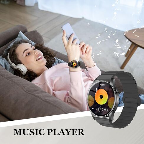 ساعات ذكية للرجال والنساء (الرد/إجراء مكالمة)، شاشة AMOLED مقاس 1.43 بوصة، ساعة ذكية تعمل بنظام Android iOS، مقاومة للماء IP67، أكثر من 120 وضعًا رياضيًا لتتبع اللياقة البدنية، هدايا عيد الحب له/لها، باللون الأسود in Kuwait