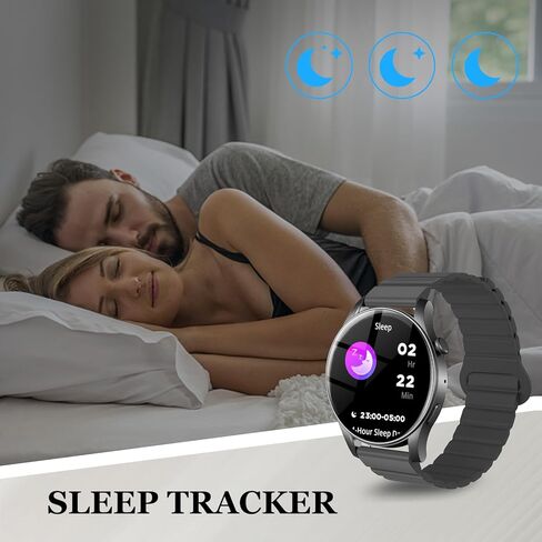 ساعات ذكية للرجال والنساء (الرد/إجراء مكالمة)، شاشة AMOLED مقاس 1.43 بوصة، ساعة ذكية تعمل بنظام Android iOS، مقاومة للماء IP67، أكثر من 120 وضعًا رياضيًا لتتبع اللياقة البدنية، هدايا عيد الحب له/لها، باللون الأسود in Kuwait