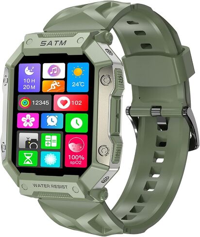 Android Smart Watches for Men IP68 Waterproof Fitness Tracker Rugged Military Tactical Smartwatch for Android iPhones with Heart Rate Blood Pressure Monitor Watch in Saudi Arabia
