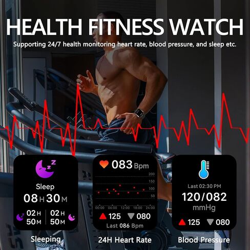 Android Smart Watches for Men IP68 Waterproof Fitness Tracker Rugged Military Tactical Smartwatch for Android iPhones with Heart Rate Blood Pressure Monitor Watch in Saudi Arabia