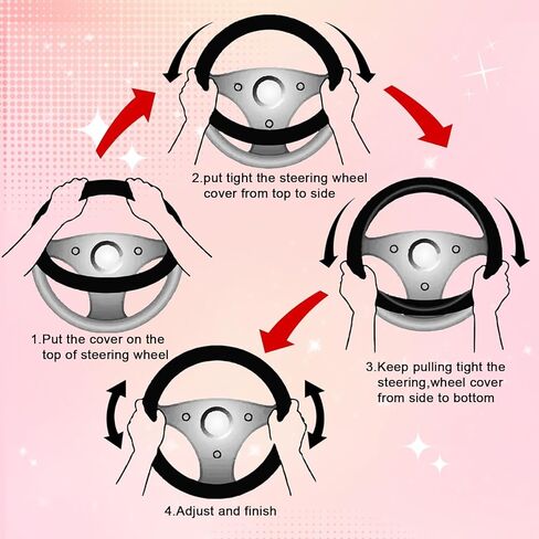 5pcs Fluffy Car Steering Wheel Cover Accessories with Handbrake Cover Gear Shift Knob Cover Center Console Cover Dice Mirror Hanging, Cute Pink Warm Non-Slip Car Decoration for Girls Women in Kuwait