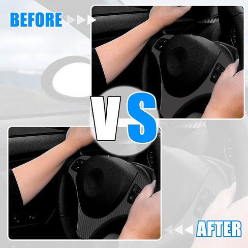 X AUTOHAUX ABS Plastic Interior Steering Wheel Cover Trim for BMW E90 3Series 2005-2012 Inner Decoration Auto Accessories Carbon Fiber Pattern Black in Saudi Arabia
