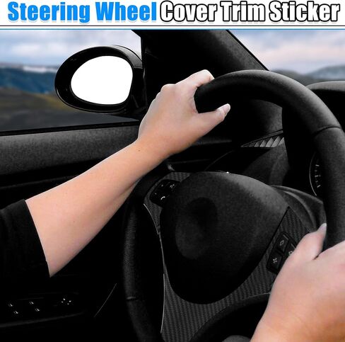 X AUTOHAUX ABS Plastic Interior Steering Wheel Cover Trim for BMW E90 3Series 2005-2012 Inner Decoration Auto Accessories Carbon Fiber Pattern Black in Saudi Arabia