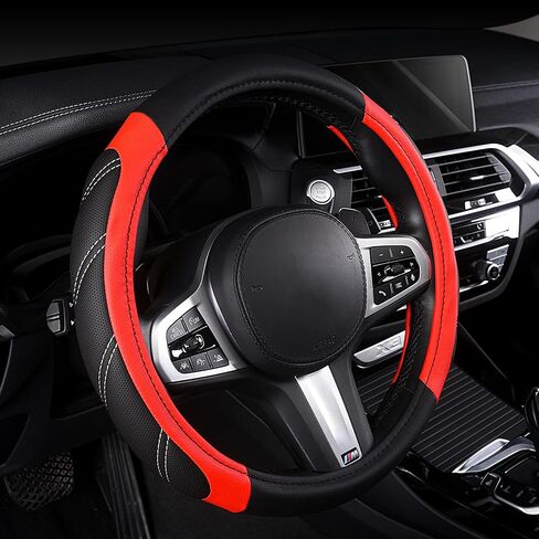 AUTOYOUTH Microfiber Leather Steering Wheel Cover 15 inch Universal Fit for Car, Truck, SUV, Van, Breathable Long-lasting Anti-Slip Safety Comfortable Car Steering Wheel Cover for Men Women, Gray in Saudi Arabia