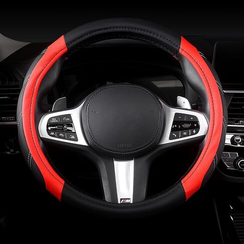 AUTOYOUTH Microfiber Leather Steering Wheel Cover 15 inch Universal Fit for Car, Truck, SUV, Van, Breathable Long-lasting Anti-Slip Safety Comfortable Car Steering Wheel Cover for Men Women, Gray in Saudi Arabia