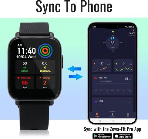 ساعة Zewa® Fitness الذكية الصحية، مراقبة مستوى الأكسجين، قياس النبض المستمر، إشعارات المكالمات والرسائل النصية القصيرة، القياس، تتبع الوقت، الخطوات، المسافة، السعرات الحرارية. in Saudi Arabia