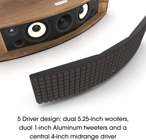 نظام الموسيقى JBL L75ms - خزانة من خشب الجوز مستوحاة من الطراز القديم + شبكة إسفنجية Quadrex سوداء - مع Google Chromecast مدمج وApple AirPlay 2 وبلوتوث in Saudi Arabia