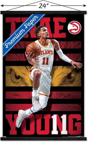 ملصق حائط من Trends International NBA Atlanta Hawks - Trae Young 20، مقاس 22.37 بوصة × 34.00 بوصة، طباعة ممتازة وحزمة شماعة سوداء in Kuwait