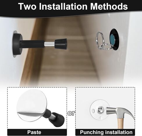 2PCS Spring Door Stoppers with Door Holder, Stainless Steel Door Stoppers for Wall, Hydraulic Shock Absorbent Door Stoppers for Bottom of Door, Silicone Tip Door Stoppers Wall Protector (Black) in Saudi Arabia