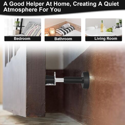 2PCS Spring Door Stoppers with Door Holder, Stainless Steel Door Stoppers for Wall, Hydraulic Shock Absorbent Door Stoppers for Bottom of Door, Silicone Tip Door Stoppers Wall Protector (Black) in Saudi Arabia