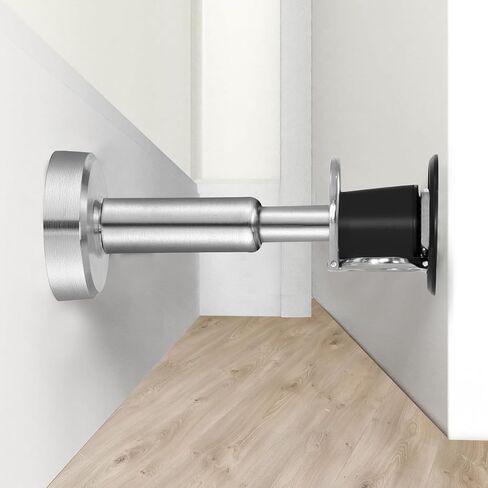 2PCS Spring Door Stoppers with Door Holder, Stainless Steel Door Stoppers for Wall, Hydraulic Shock Absorbent Door Stoppers for Bottom of Door, Silicone Tip Door Stoppers Wall Protector (Black) in Saudi Arabia