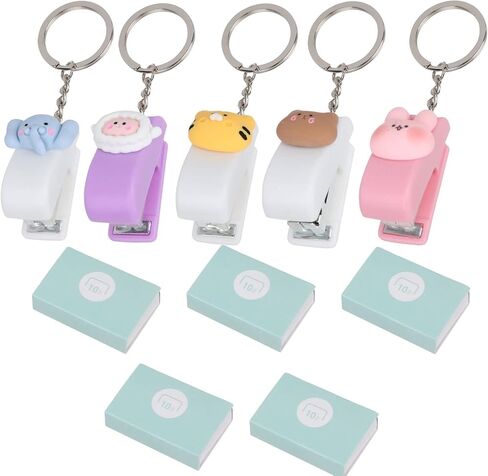 Mini Stapler Set, 5 Pcs Cute Stapler Key Chain with 5 Pcs Staples, Portable Mini Stapler for Office in Saudi Arabia
