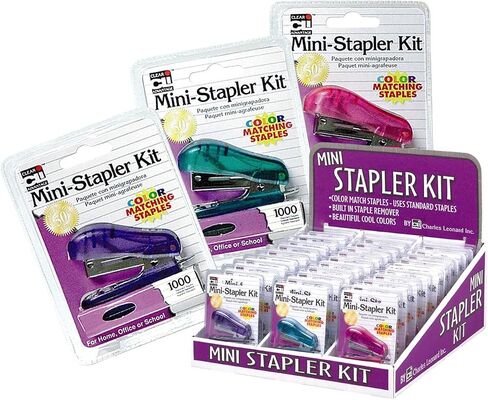 Charles Leonard Mini Stapler Kit with 1000 Color Staples, Assorted Transparent Colors (10 Each: Pink, Purple and Teal), 30 Count (Pack of 1) (82000-CU) in Saudi Arabia