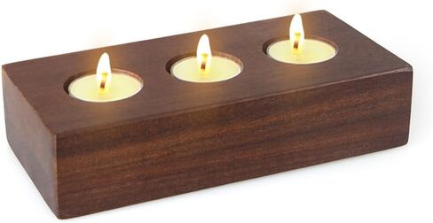 Blue Wooden Votive Candle Holders Tealight Candle Holder-Resin and Floating Wood 3 Votive Candle Holder Log,Decorative Tea Light Holder for Wedding Party Dinner Yoga Meditation Birthday Gift in Saudi Arabia