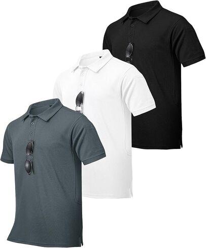 ZITY Men's Polo Shirt Moisture-Wicking Golf Shirts Regular-Fit Tactical Short Sleeve T-Shirt 3 Pack in Kuwait