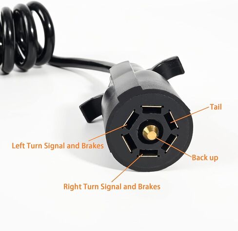 ikare 7 Way Round to 5 Way Flat Coiled Trailer Plug Adapter, 7 Pin to 5 Pin Trailer Coiled Wiring Adapter for Truck, Campers and Boat Trailers, Full Length 5 Foot (60 inches) in Kuwait