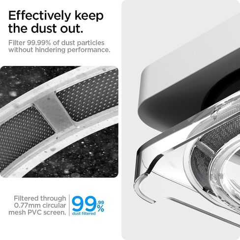 Spigen LD203 مصمم لجهاز Mac Mini 2010-2023، M، M2، M2 Pro حامل سطح المكتب مع فلتر هواء مدمج - شفاف كريستالي in Saudi Arabia
