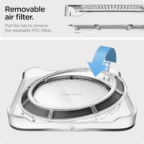 Spigen LD203 مصمم لجهاز Mac Mini 2010-2023، M، M2، M2 Pro حامل سطح المكتب مع فلتر هواء مدمج - شفاف كريستالي in Saudi Arabia