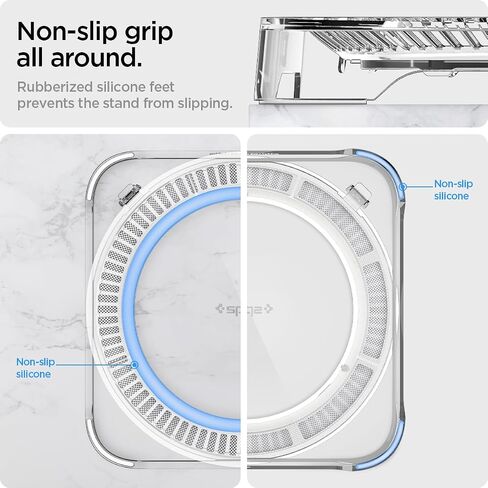 Spigen LD203 مصمم لجهاز Mac Mini 2010-2023، M، M2، M2 Pro حامل سطح المكتب مع فلتر هواء مدمج - شفاف كريستالي in Saudi Arabia