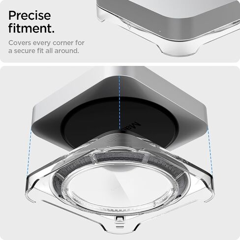 Spigen LD203 مصمم لجهاز Mac Mini 2010-2023، M، M2، M2 Pro حامل سطح المكتب مع فلتر هواء مدمج - شفاف كريستالي in Saudi Arabia