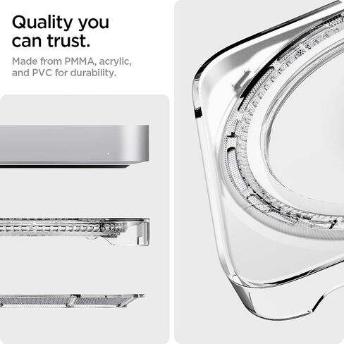 Spigen LD203 مصمم لجهاز Mac Mini 2010-2023، M، M2، M2 Pro حامل سطح المكتب مع فلتر هواء مدمج - شفاف كريستالي in Saudi Arabia