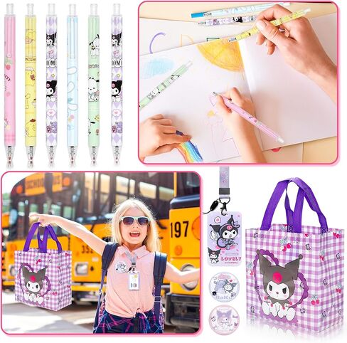 مجموعة اللوازم المدرسية اللطيفة من كارومي - 86 قطعة من مجموعة اللوازم المدرسية للأطفال تتضمن حقيبة قرطاسية وقلم وملصقات دفتر وبطاقة هوية ومسطرة ومسطرة وحقيبة حمل وسلسلة مفاتيح وبروش ومشبك ورقي in Kuwait