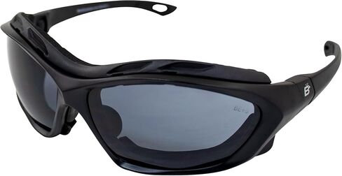 Birdz Eyewear Canopy Padded Motorcycle Sunglasses Riding Safety Glasses ANSI Z87.1 Convertible to Goggles Black Frame in Saudi Arabia