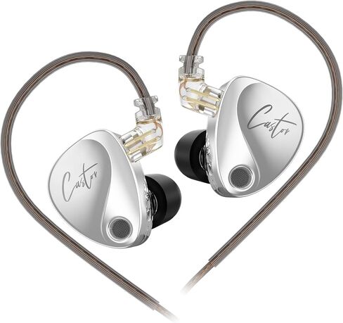 KZ Castor in Ear Monitor Headphones, HiFi Improved Bass in-Ear Earphone Sound Tuning Noise Isolating IEM, Dual-Dynamic Driver Wired Earbuds, 2PIN-C Detachable Cable in Kuwait