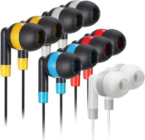 سماعات أذن Keewonda Bulk Earbuds سماعات أذن بالجملة KWA-19B سلكية، 100 حزمة من سماعات الأذن للاستعمال مرة واحدة، سماعات رأس متعددة الألوان لطلاب الفصول الدراسية في المدارس in Kuwait