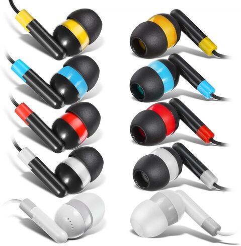 سماعات أذن Keewonda Bulk Earbuds سماعات أذن بالجملة KWA-19B سلكية، 100 حزمة من سماعات الأذن للاستعمال مرة واحدة، سماعات رأس متعددة الألوان لطلاب الفصول الدراسية في المدارس in Kuwait